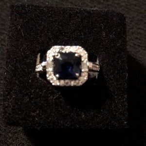 Sapphire ring sterling silver